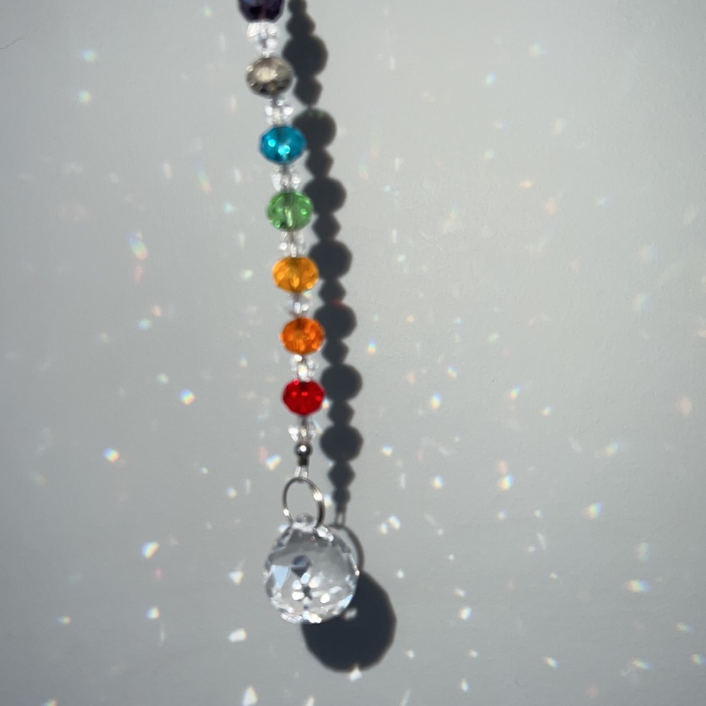 Sun catcherπ chakra crystal diamond ball 20mm rainbow shiny strand beaded decor - Picture 10 of 10
